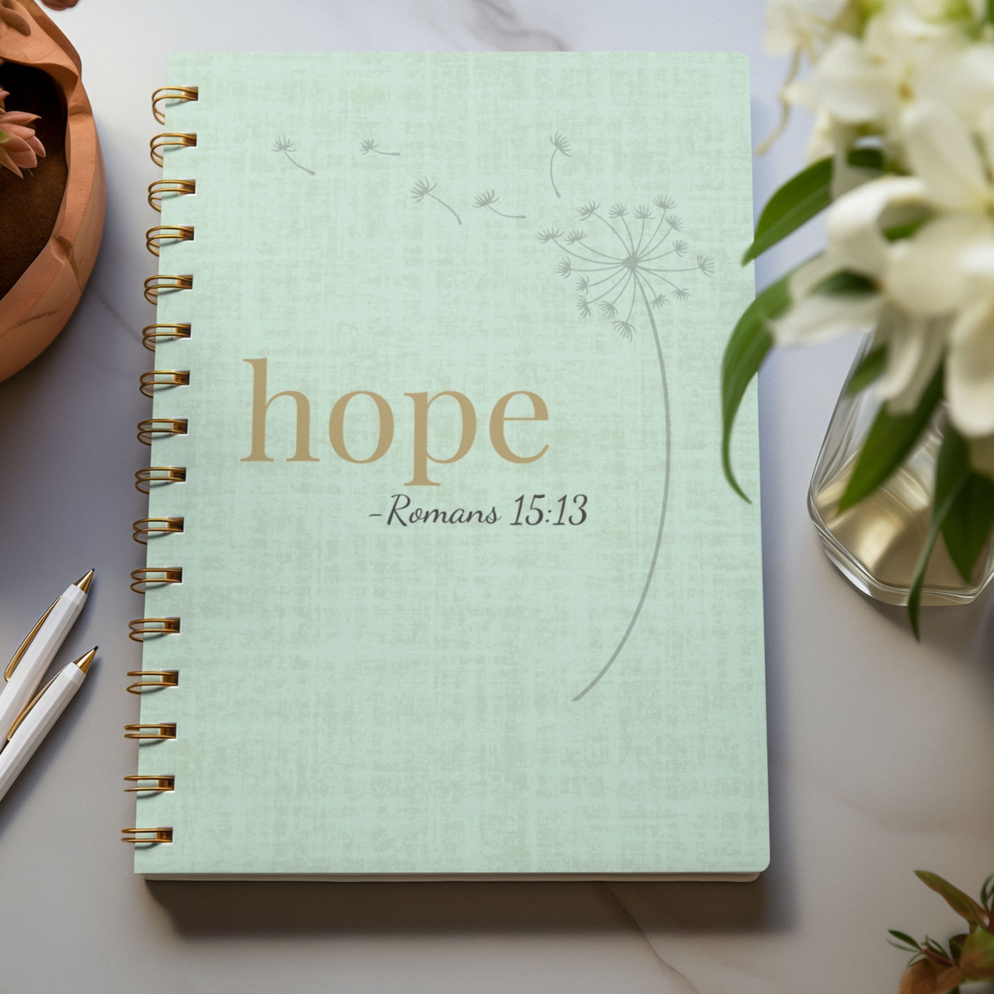 Hope Spiral Notebook - Romans 15:13 Scripture Cover - Inspirational Journal - Christian Notebook - Faith-Based Stationery, Ruled Line