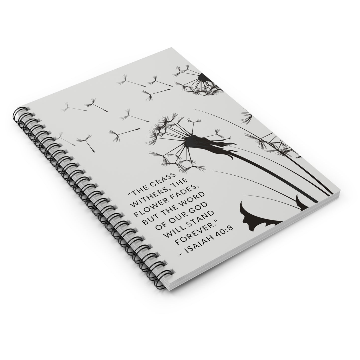 Dandelion Notebook - Isaiah 40:8 Scripture Cover - Inspirational Journal - Christian Notebook - Faith-Based Stationery, Ruled Line