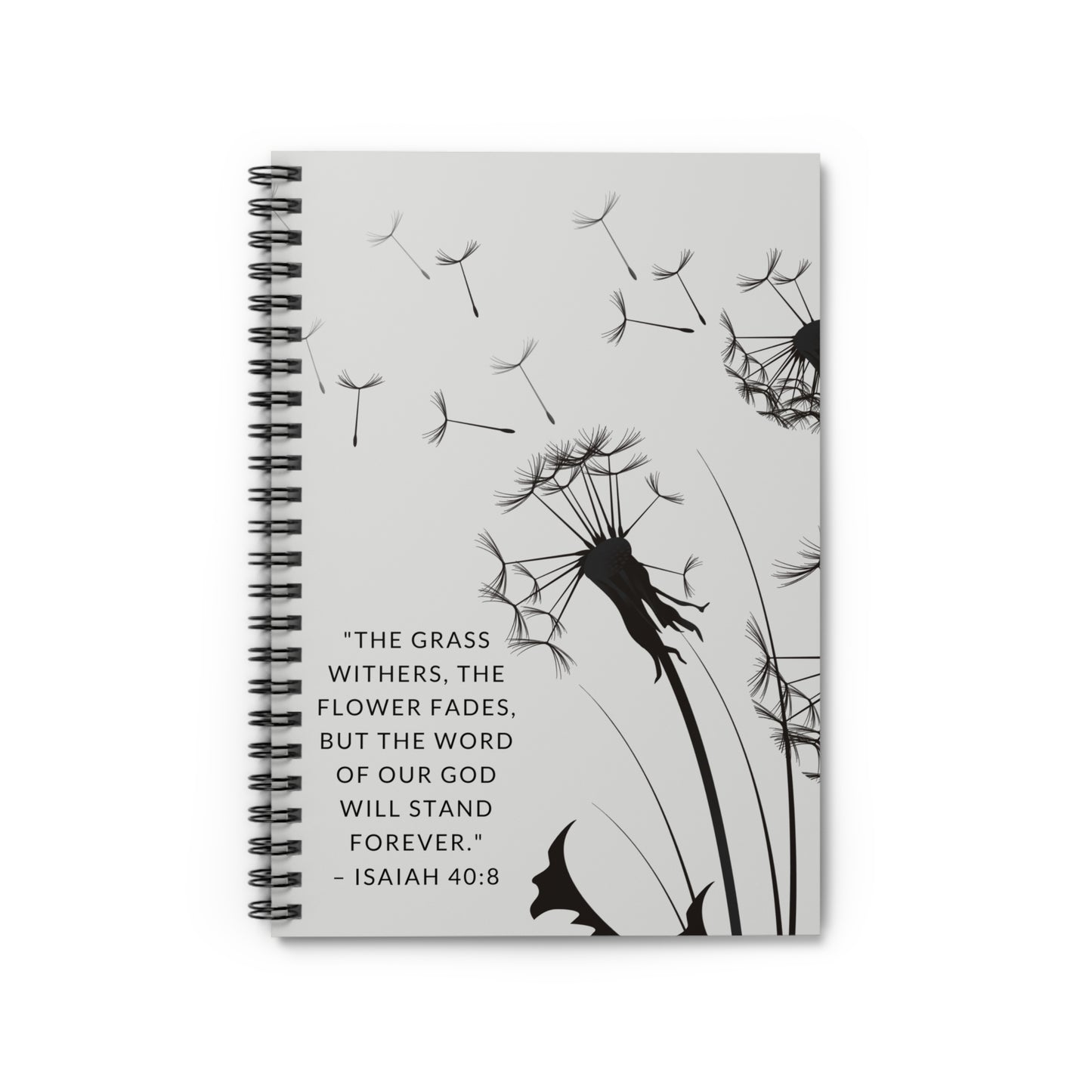 Dandelion Notebook - Isaiah 40:8 Scripture Cover - Inspirational Journal - Christian Notebook - Faith-Based Stationery, Ruled Line