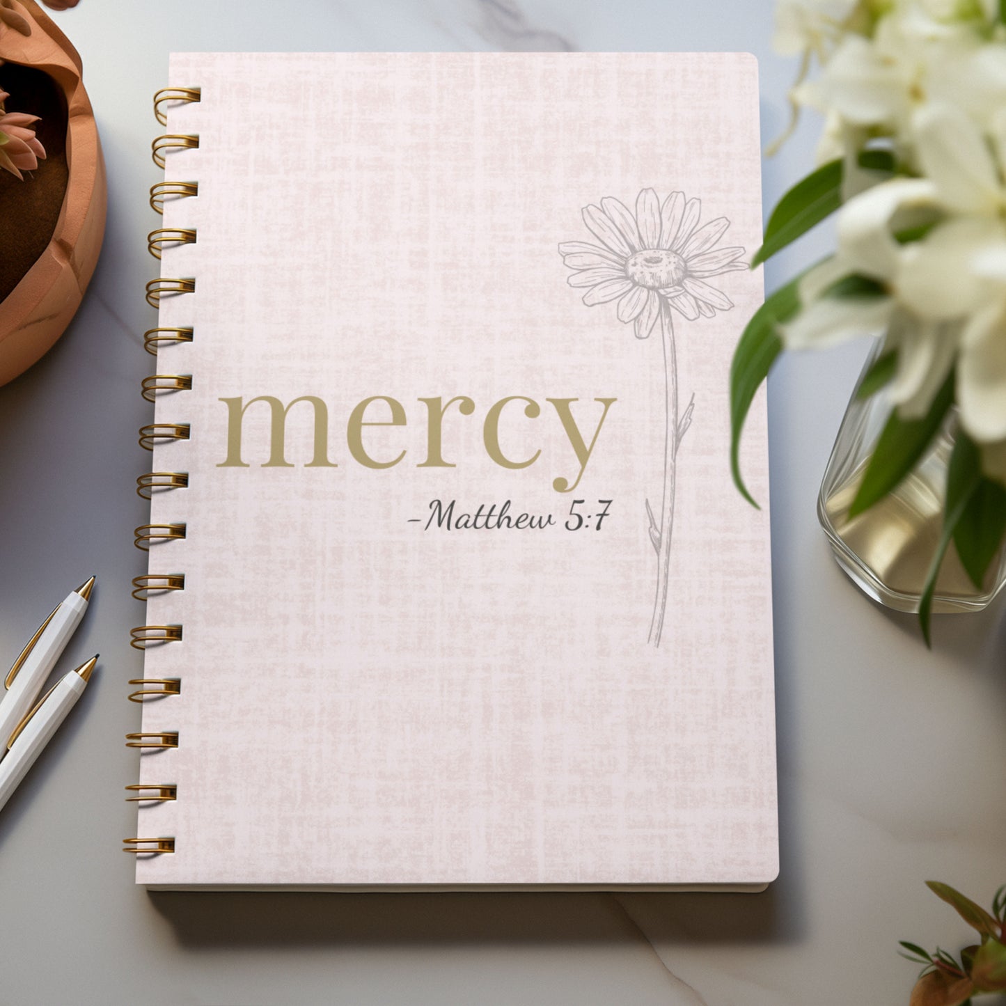 Mercy Spiral Notebook - Matthew 5:7 Scripture Cover - Inspirational Journal - Christian Notebook - Faith-Based Stationery, Ruled Line