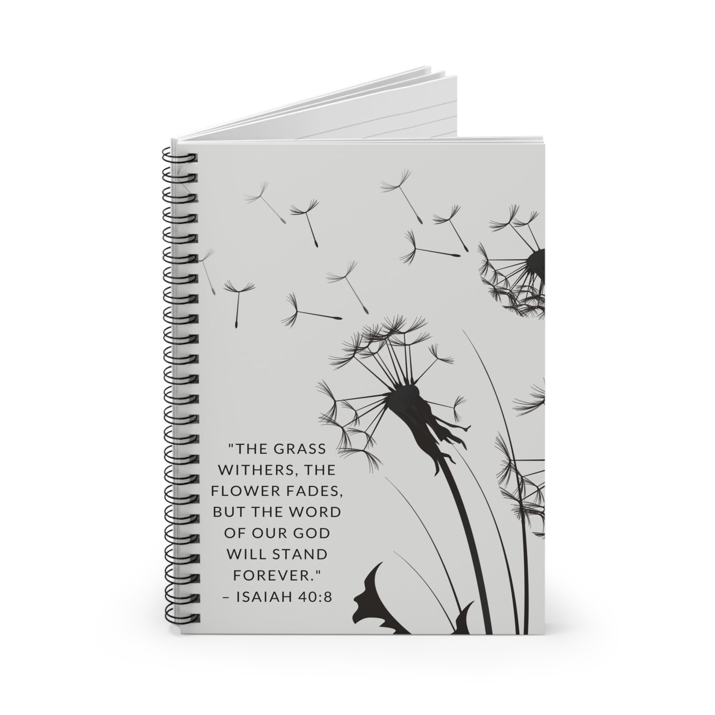 Dandelion Notebook - Isaiah 40:8 Scripture Cover - Inspirational Journal - Christian Notebook - Faith-Based Stationery, Ruled Line