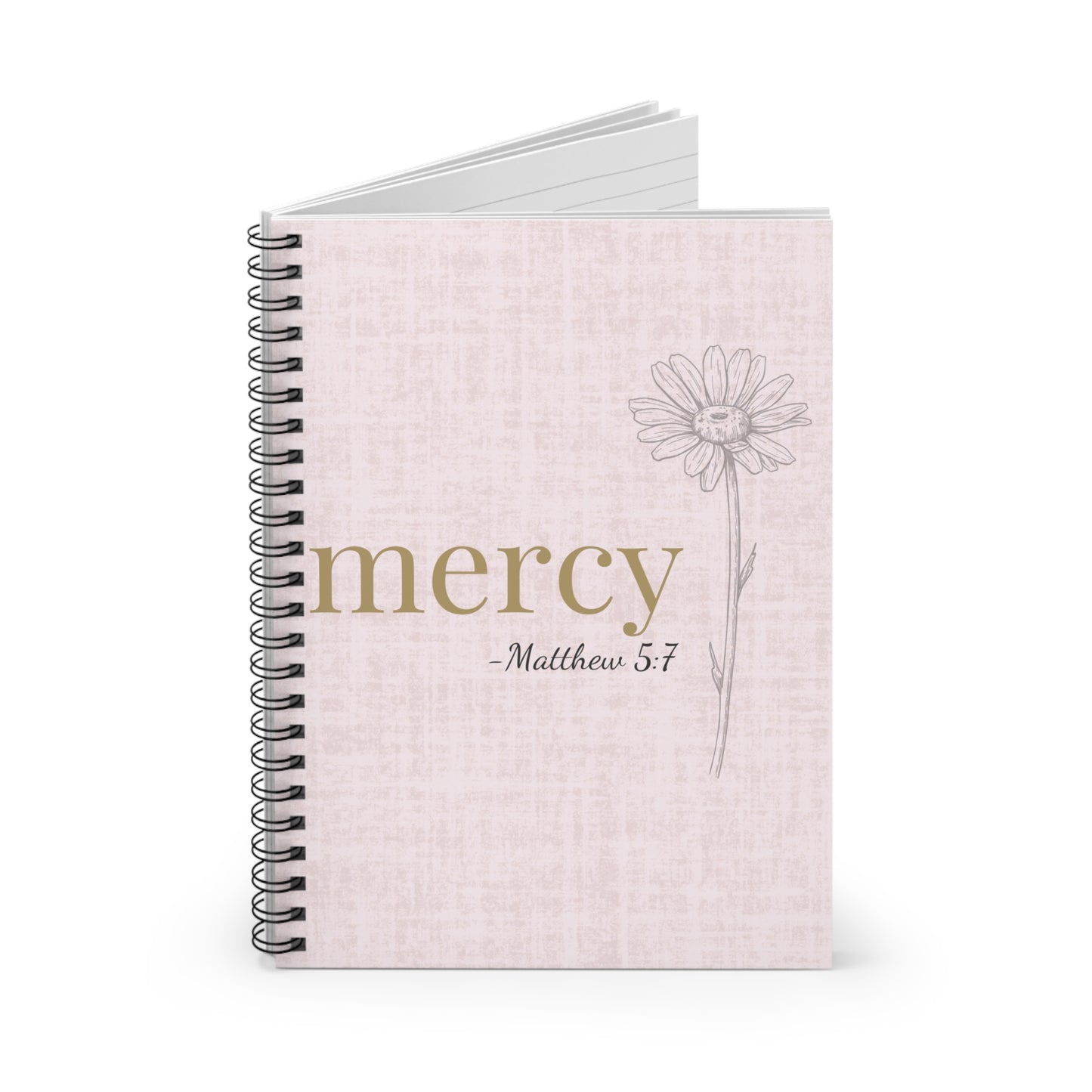 Mercy Spiral Notebook - Matthew 5:7 Scripture Cover - Inspirational Journal - Christian Notebook - Faith-Based Stationery, Ruled Line