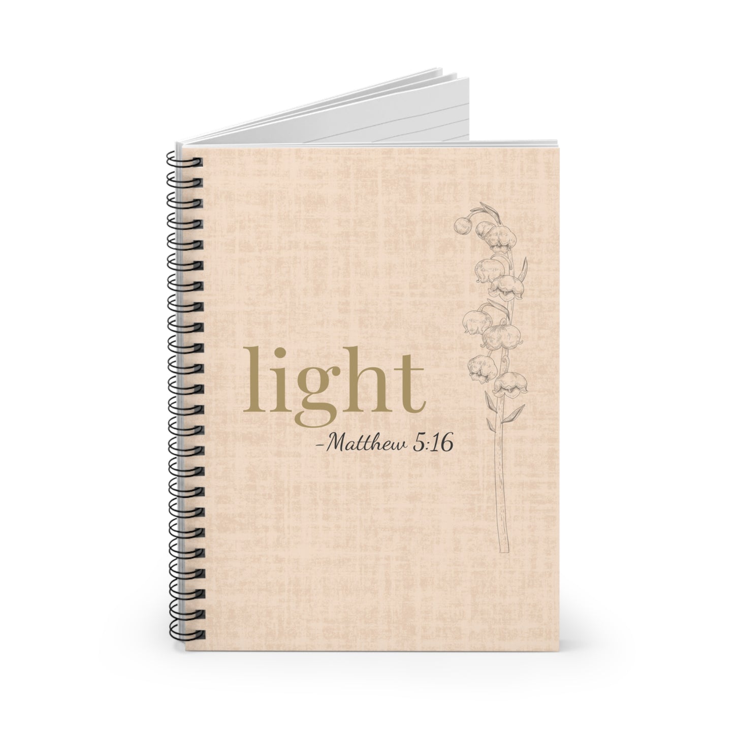 Light Spiral Notebook - Matthew 5:16 Scripture Cover - Inspirational Journal - Christian Notebook - Faith-Based Stationery, Ruled Line