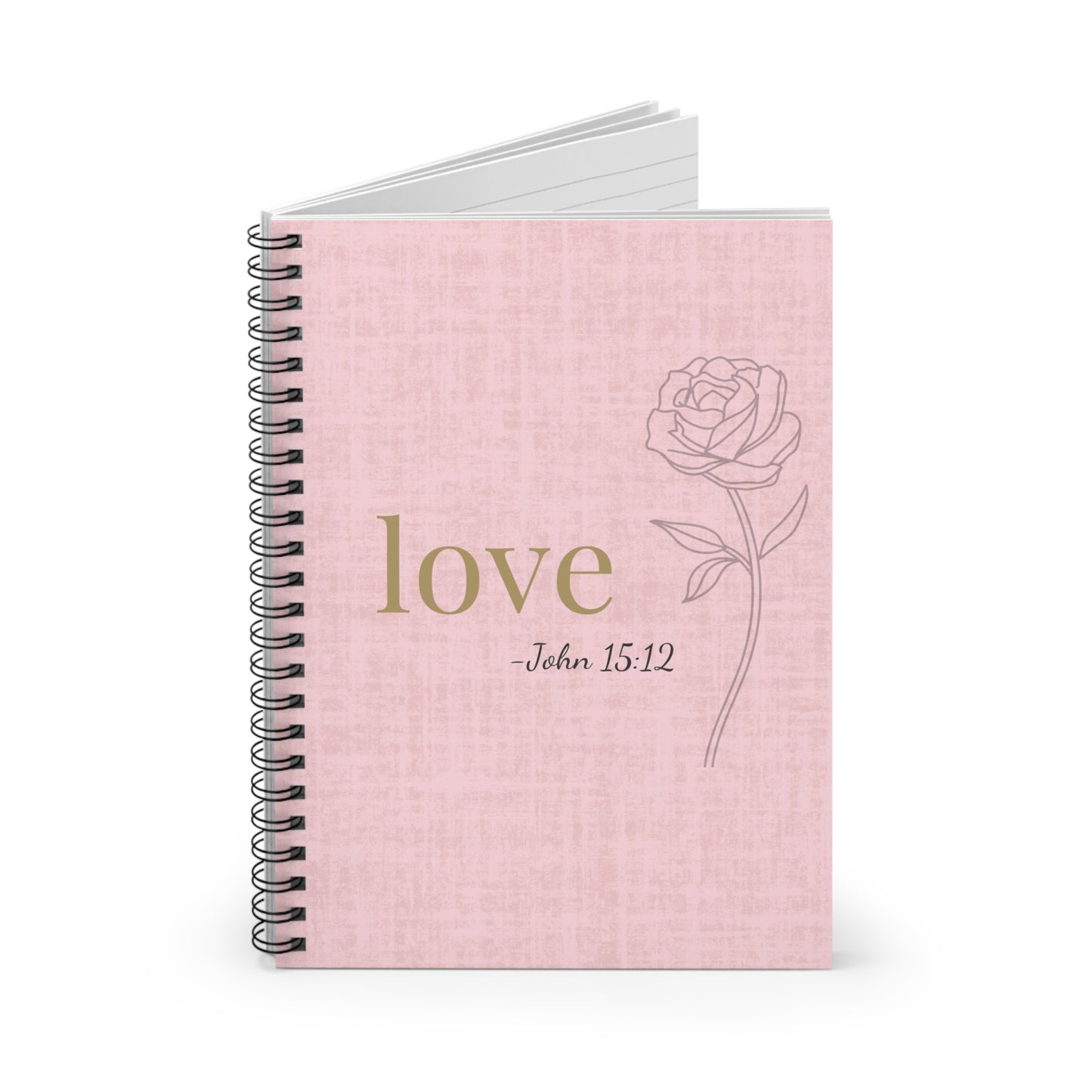 Love Spiral Notebook - John15:12 Scripture Cover - Inspirational Journal - Christian Notebook - Faith-Based Stationery, Ruled Line