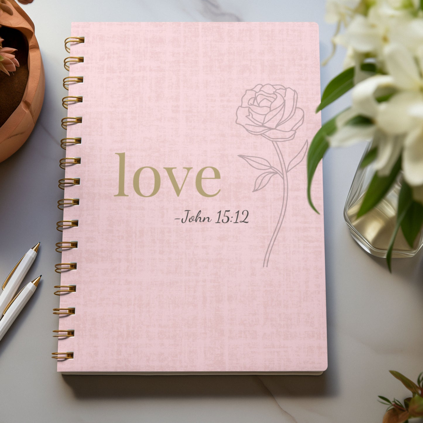 Love Spiral Notebook - John15:12 Scripture Cover - Inspirational Journal - Christian Notebook - Faith-Based Stationery, Ruled Line