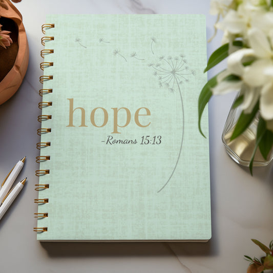 Hope Spiral Notebook - Romans 15:13 Scripture Cover - Inspirational Journal - Christian Notebook - Faith-Based Stationery, Ruled Line