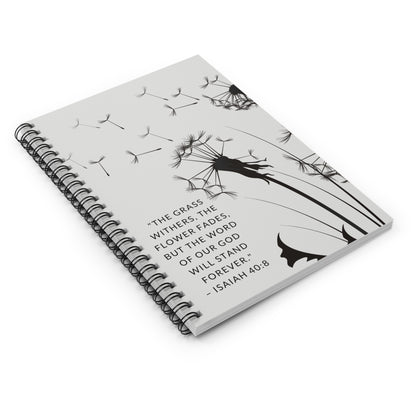 Dandelion Notebook -  Isaiah 40:8 Scripture Cover - Inspirational Journal - Christian Notebook - Faith-Based Stationery, Ruled Line