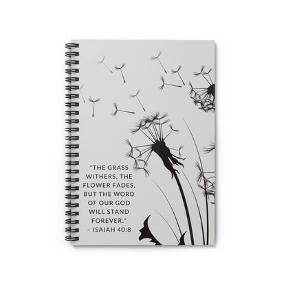 Dandelion Notebook -  Isaiah 40:8 Scripture Cover - Inspirational Journal - Christian Notebook - Faith-Based Stationery, Ruled Line