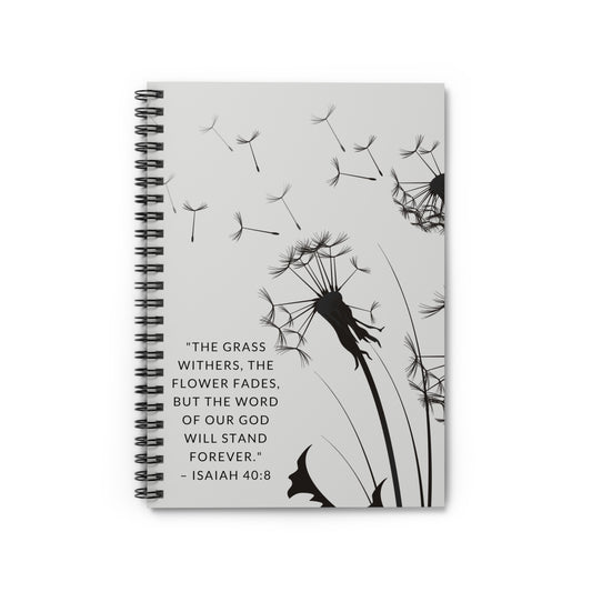 Dandelion Notebook -  Isaiah 40:8 Scripture Cover - Inspirational Journal - Christian Notebook - Faith-Based Stationery, Ruled Line