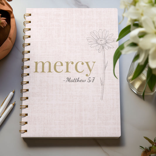 Mercy Spiral Notebook - Matthew 5:7 Scripture Cover - Inspirational Journal - Christian Notebook - Faith-Based Stationery, Ruled Line