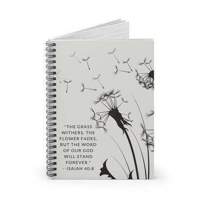 Dandelion Notebook -  Isaiah 40:8 Scripture Cover - Inspirational Journal - Christian Notebook - Faith-Based Stationery, Ruled Line
