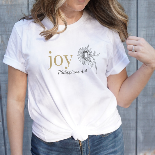 Joy T-Shirt | Bella+Canvas 3001 | Philippians 4:4 Christian Tee | Faith-Based Apparel | Unisex Inspirational Shirt | Gift for Christians
