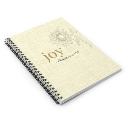 Joy Spiral Notebook - Philippians 4:4 Scripture Cover - Inspirational Journal - Christian Notebook - Faith-Based Stationery, Ruled Line