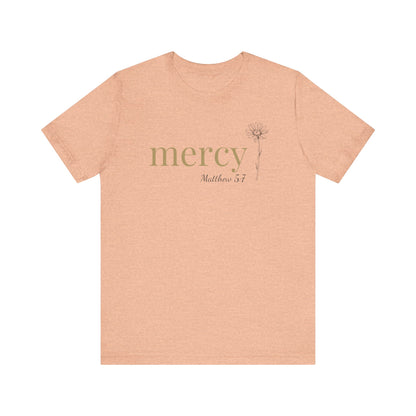 Mercy T-Shirt | Bella+Canvas 3001 | Matthew 5:7 Christian Tee | Faith-Based Apparel | Unisex Inspirational Shirt | Gift for Christians