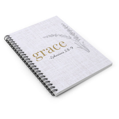 Grace Spiral Notebook - Ephesians 2:8-9 Scripture Cover - Inspirational Journal - Christian Notebook - Faith-Based Stationery, Ruled Line