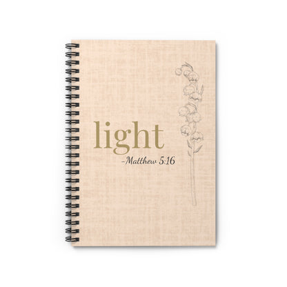 Light Spiral Notebook - Matthew 5:16 Scripture Cover - Inspirational Journal - Christian Notebook - Faith-Based Stationery, Ruled Line
