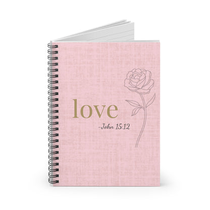 Love Spiral Notebook - John15:12 Scripture Cover - Inspirational Journal - Christian Notebook - Faith-Based Stationery, Ruled Line