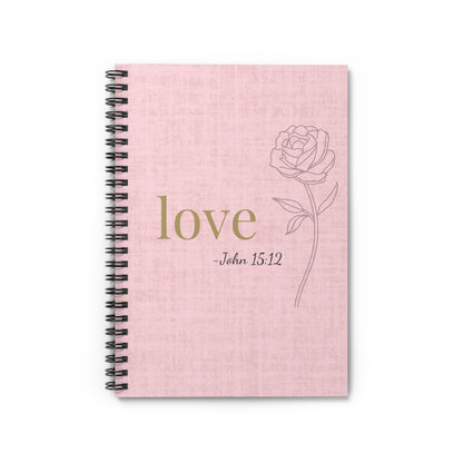 Love Spiral Notebook - John15:12 Scripture Cover - Inspirational Journal - Christian Notebook - Faith-Based Stationery, Ruled Line