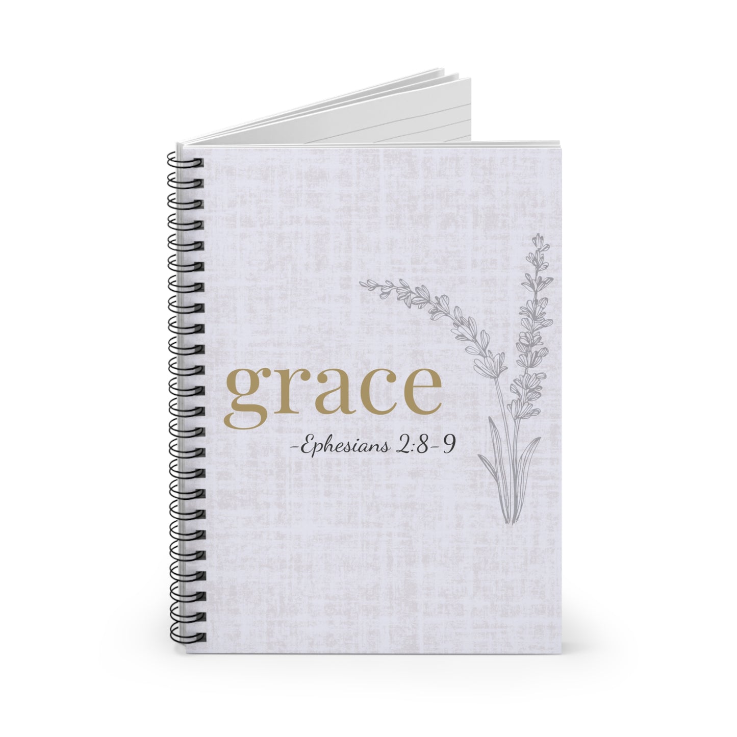 Grace Spiral Notebook - Ephesians 2:8-9 Scripture Cover - Inspirational Journal - Christian Notebook - Faith-Based Stationery, Ruled Line