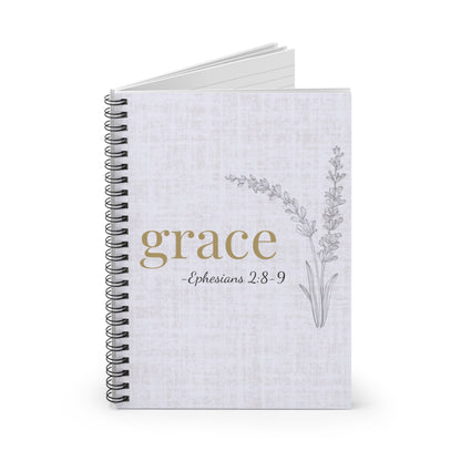 Grace Spiral Notebook - Ephesians 2:8-9 Scripture Cover - Inspirational Journal - Christian Notebook - Faith-Based Stationery, Ruled Line