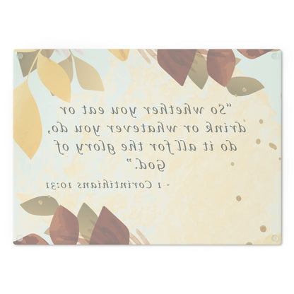Scripture Glass Cutting Board - 1 Corinthians 10:31