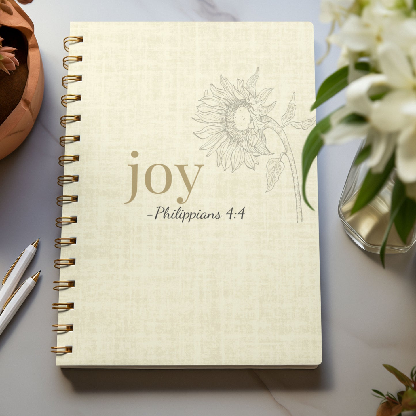 Joy Spiral Notebook - Philippians 4:4 Scripture Cover - Inspirational Journal - Christian Notebook - Faith-Based Stationery, Ruled Line