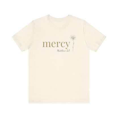 Mercy T-Shirt | Bella+Canvas 3001 | Matthew 5:7 Christian Tee | Faith-Based Apparel | Unisex Inspirational Shirt | Gift for Christians