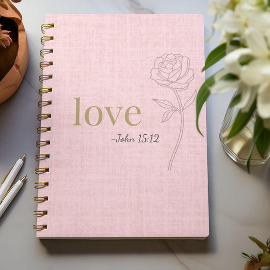 Love Spiral Notebook - John15:12 Scripture Cover - Inspirational Journal - Christian Notebook - Faith-Based Stationery, Ruled Line