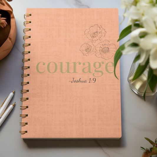 Courage Notebook -  Joshua 1:9 Scripture Cover - Inspirational Journal - Christian Notebook - Faith-Based Stationery, Ruled Line