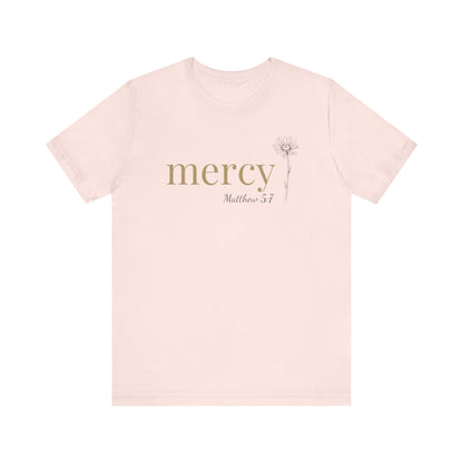 Mercy T-Shirt | Bella+Canvas 3001 | Matthew 5:7 Christian Tee | Faith-Based Apparel | Unisex Inspirational Shirt | Gift for Christians