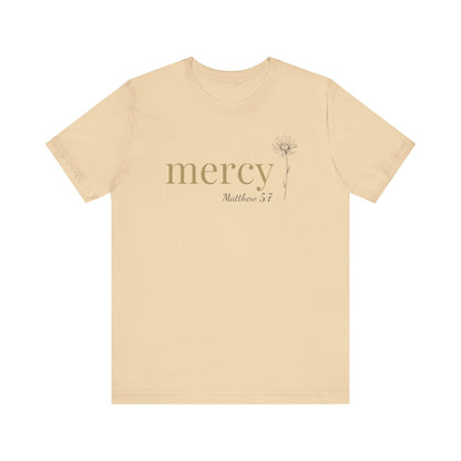 Mercy T-Shirt | Bella+Canvas 3001 | Matthew 5:7 Christian Tee | Faith-Based Apparel | Unisex Inspirational Shirt | Gift for Christians