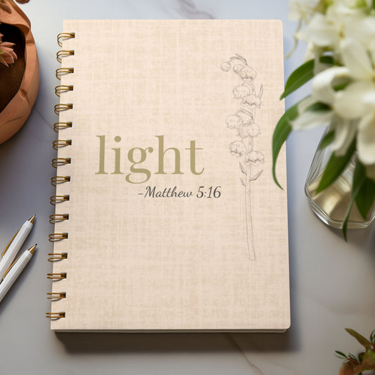 Light Spiral Notebook - Matthew 5:16 Scripture Cover - Inspirational Journal - Christian Notebook - Faith-Based Stationery, Ruled Line