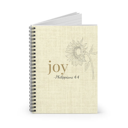 Joy Spiral Notebook - Philippians 4:4 Scripture Cover - Inspirational Journal - Christian Notebook - Faith-Based Stationery, Ruled Line