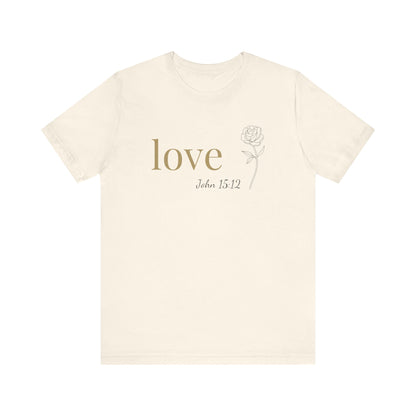 Love T-Shirt | Bella+Canvas 3001 | John 15:12 Christian Tee | Faith-Based Apparel | Unisex Inspirational Shirt | Gift for Christians