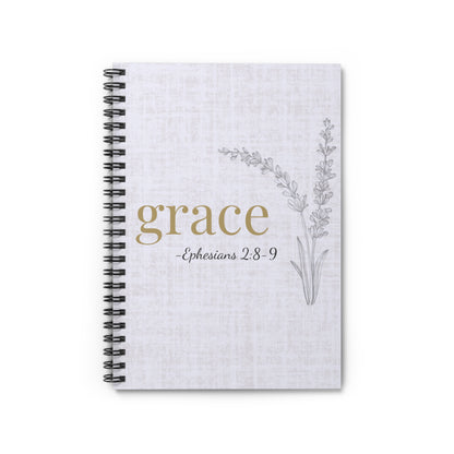 Grace Spiral Notebook - Ephesians 2:8-9 Scripture Cover - Inspirational Journal - Christian Notebook - Faith-Based Stationery, Ruled Line