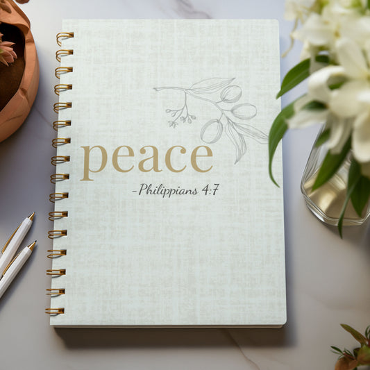 Peace Spiral Notebook - Philippians 4:7 Scripture Cover - Inspirational Journal - Christian Notebook - Faith-Based Stationery, Ruled Line