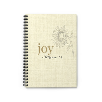 Joy Spiral Notebook - Philippians 4:4 Scripture Cover - Inspirational Journal - Christian Notebook - Faith-Based Stationery, Ruled Line