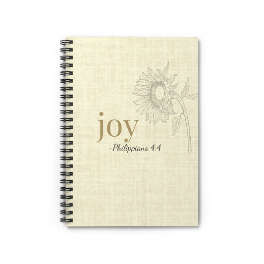 Joy Spiral Notebook - Philippians 4:4 Scripture Cover - Inspirational Journal - Christian Notebook - Faith-Based Stationery, Ruled Line