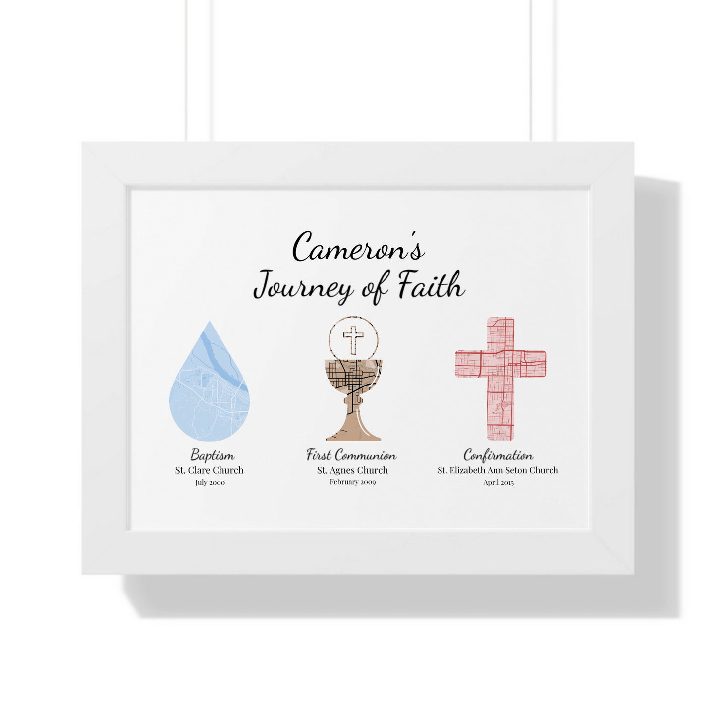 Personalized Journey of Faith Print - Gift – 16x12 - Framed