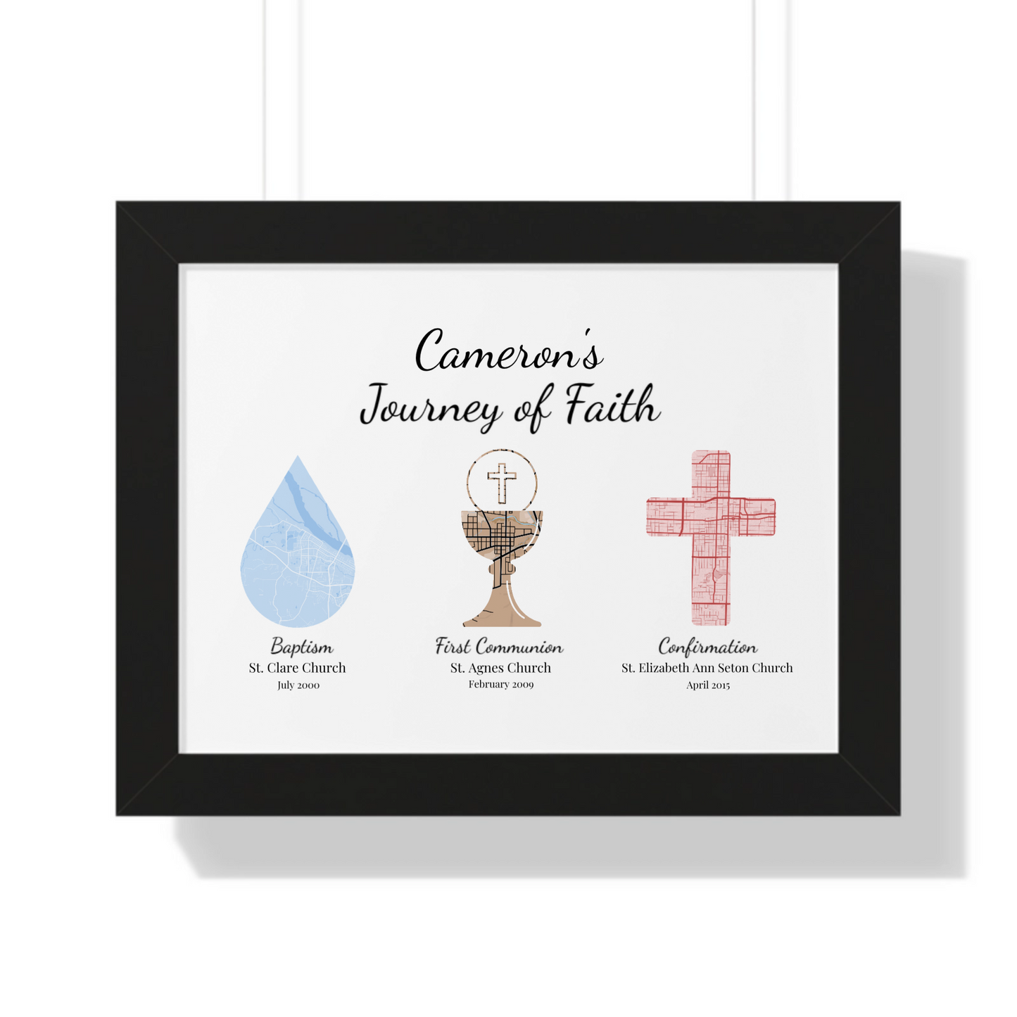 Personalized Journey of Faith Print - Gift – 16x12 - Framed