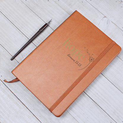 Hope Leather Journal - Romans 15:13 Scripture Cover - Inspirational Journal - Faith-Based Stationery, Ruled Line