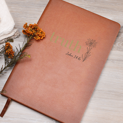 Truth Leather Journal - John 14:6 Scripture Cover - Inspirational Journal - Faith-Based Stationery, Ruled Line
