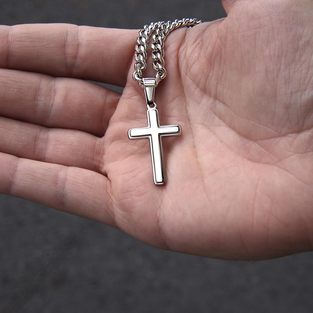 Godfather Cross Necklace – Artisan Stainless Steel Cuban Chain Gift