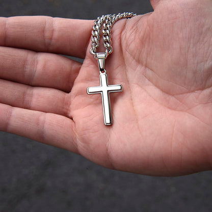 Godfather Cross Necklace – Artisan Stainless Steel Cuban Chain Gift