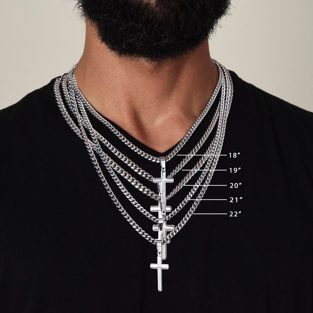 Godfather Cross Necklace – Artisan Stainless Steel Cuban Chain Gift