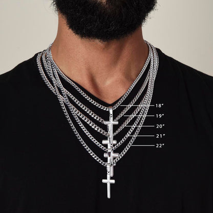 Godfather Cross Necklace – Artisan Stainless Steel Cuban Chain Gift