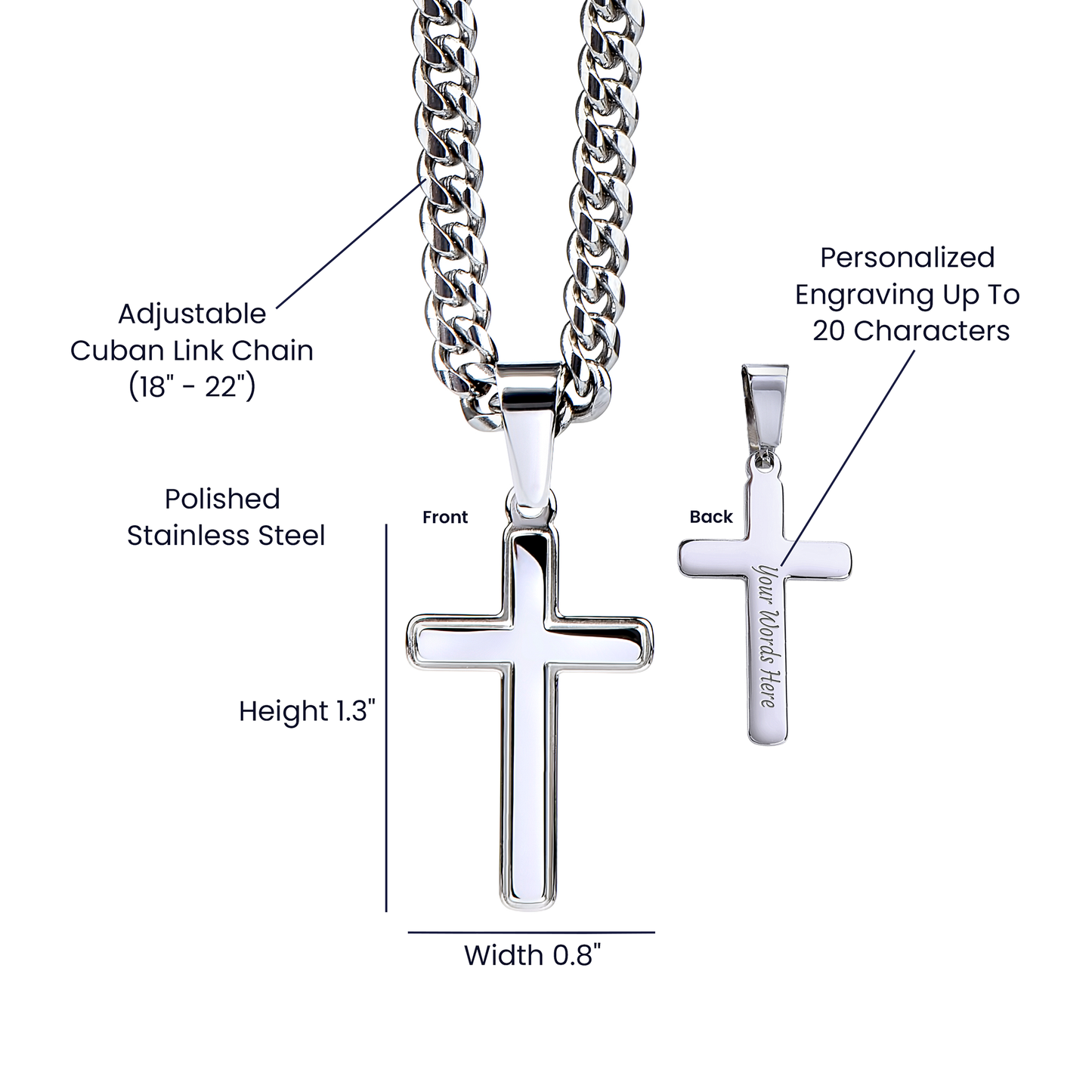Godfather Cross Necklace – Artisan Stainless Steel Cuban Chain Gift