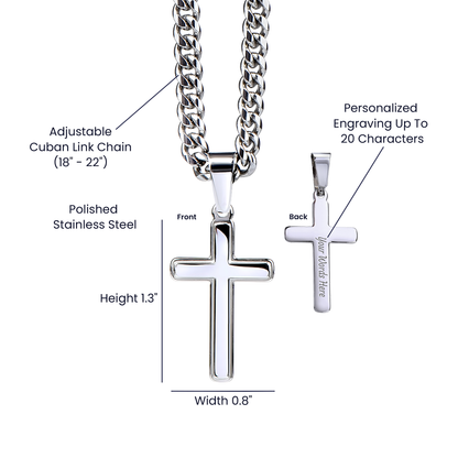 Godfather Cross Necklace – Artisan Stainless Steel Cuban Chain Gift