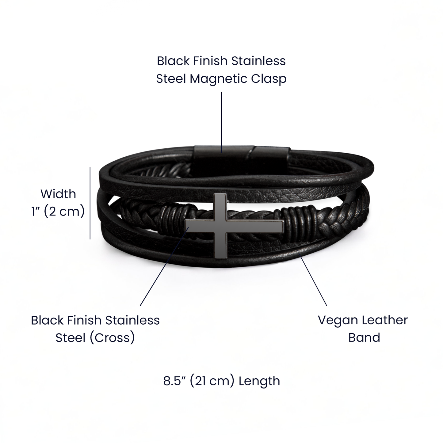 Men's Cross Bracelet for Dad – Faith-Inspired Leather Wristband
