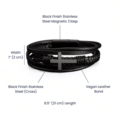 Men's Cross Bracelet for Dad – Faith-Inspired Leather Wristband
